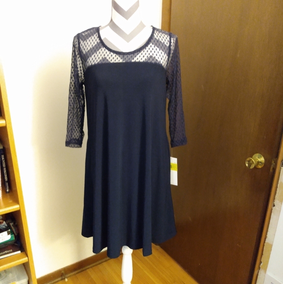 Nina Leonard Dresses & Skirts - COPY - Mesh yoke trapeze dress